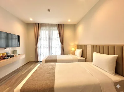 B6 Twin Room with Balcony And Pool View